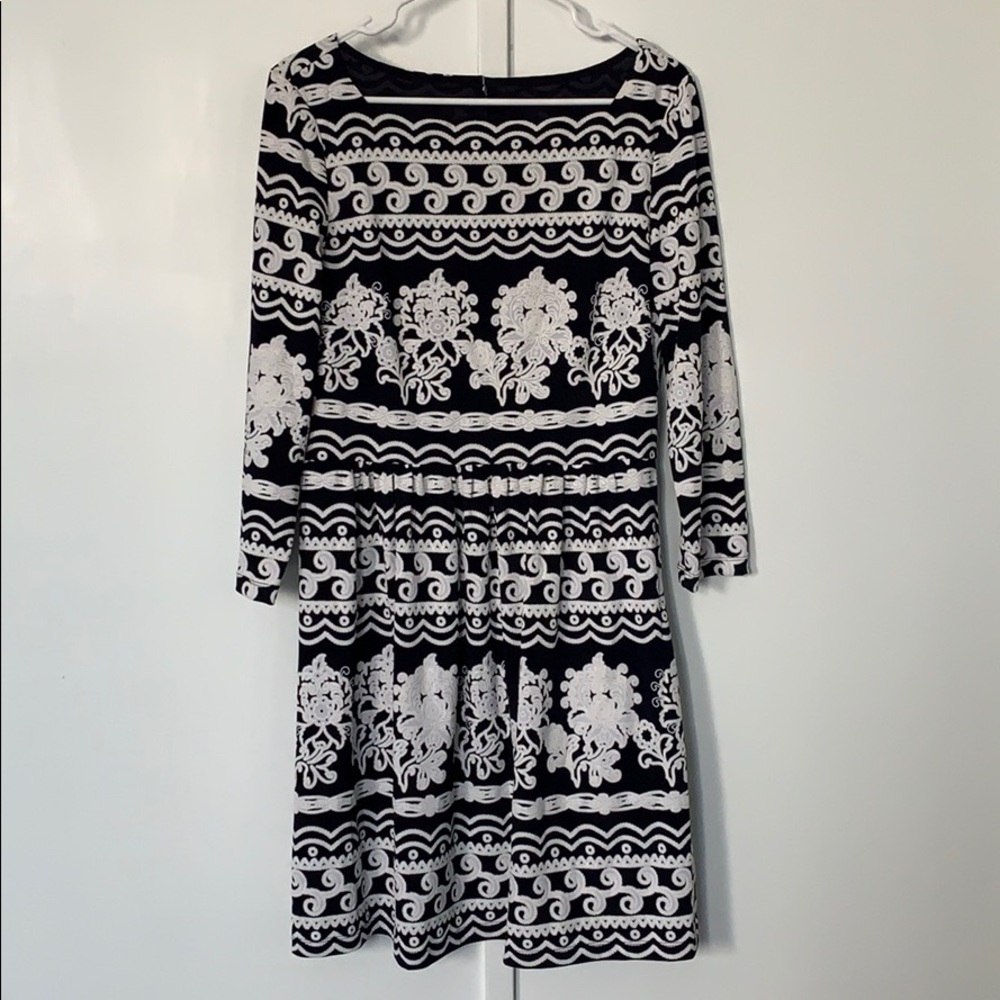 Navy and White Long Sleeve Dress